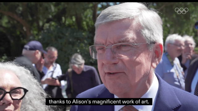 The unveiling of ‘Salon,’ the public artwork. Paris 2024 Olympic Games-Cameraman